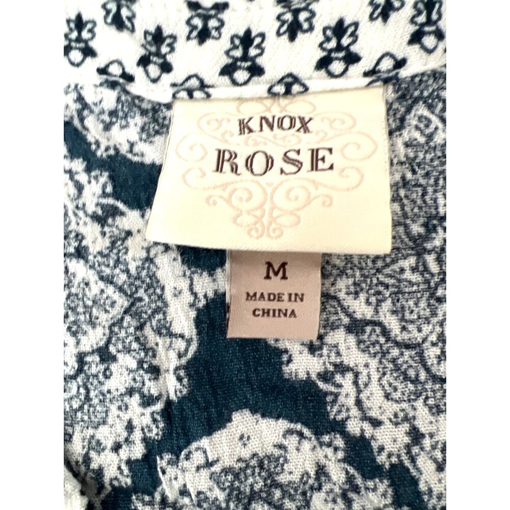 Knox Rose Boho Dress M Blue White Tassels Embroidered Knee Length - Picture 2 of 6